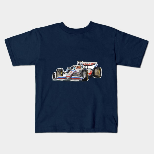 Racing Car in watercolours pattern illustration, Formula 1 watercolours Kids T-Shirt by Ala Lopatniov